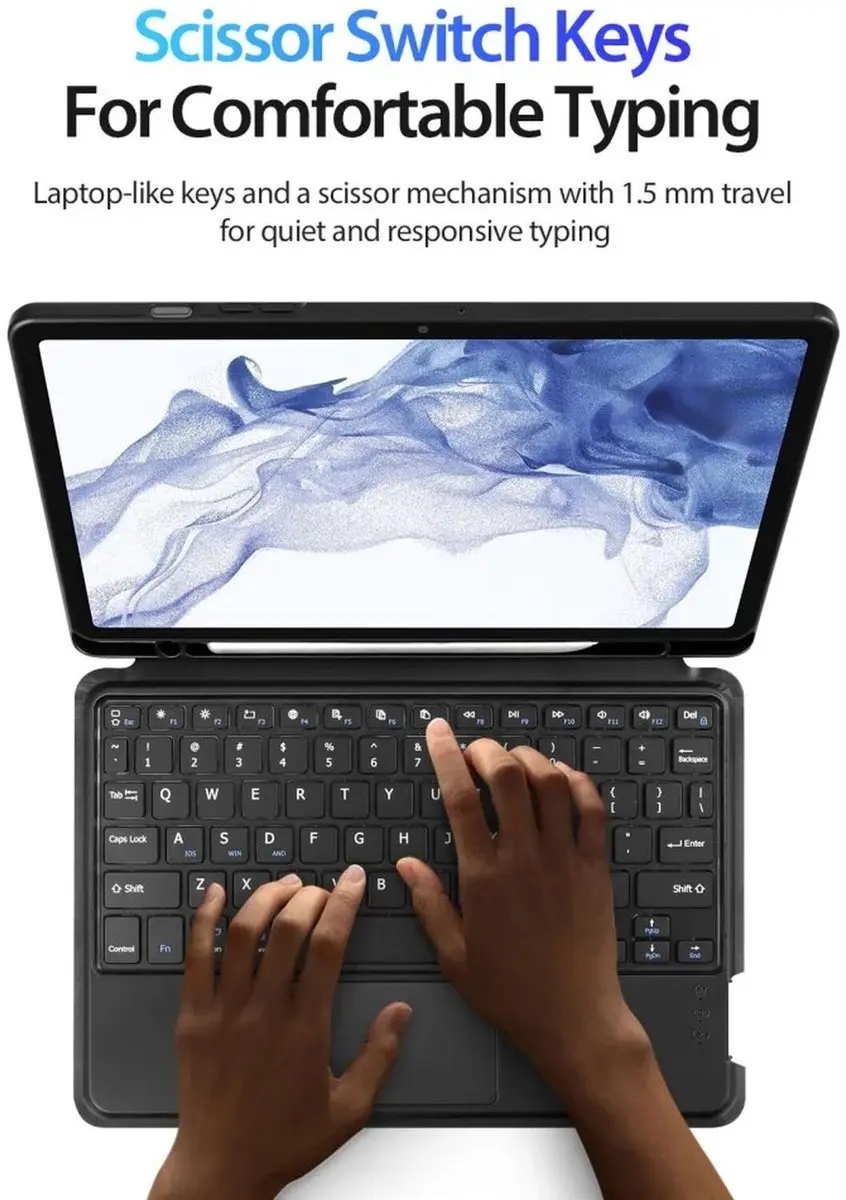 Dux Ducis Bluetooth Toetsenbord Hoes Samsung Galaxy Tab S7/S8 - Zwart