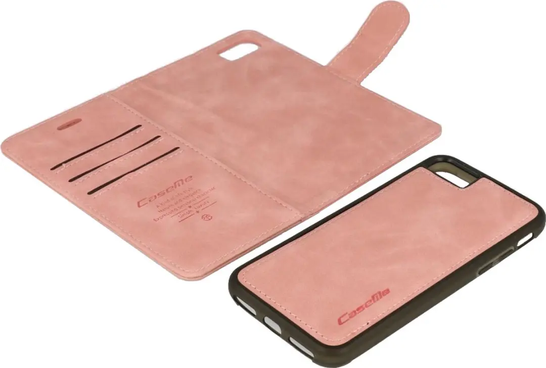 Caseme iPhone Bookcase Hoesje - Lichtroze - Kunstleer - 4 Pasjes