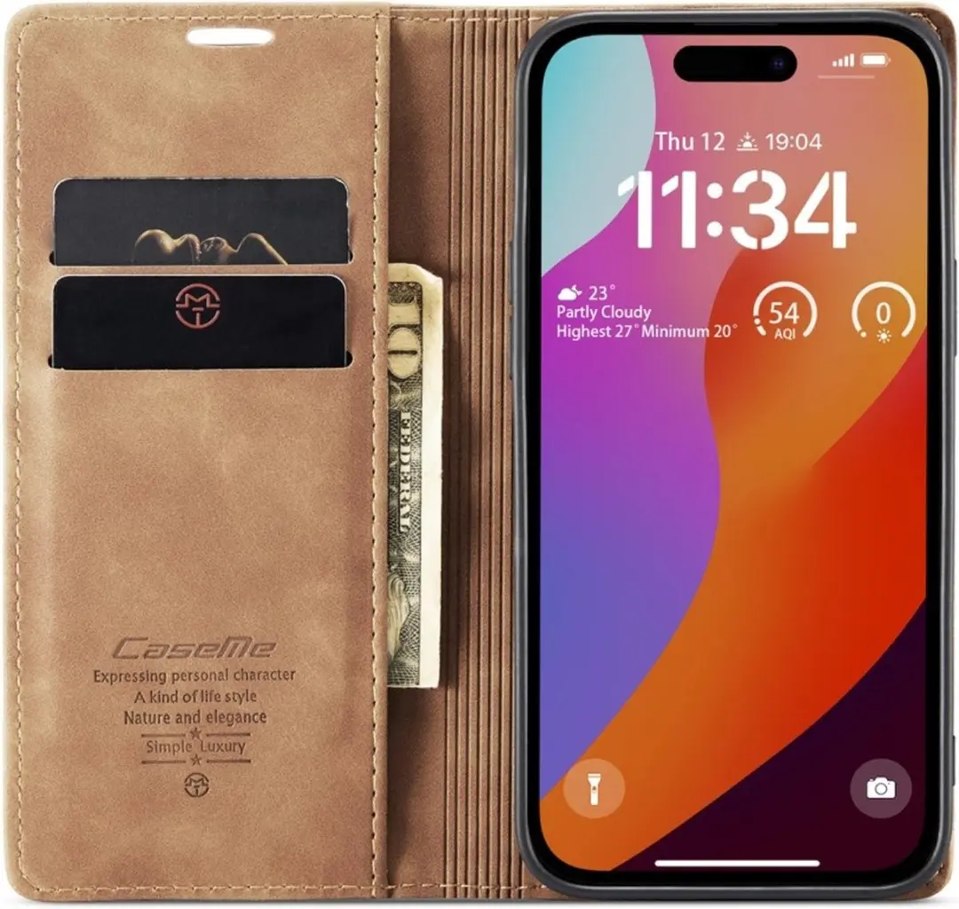 Caseme 013 Book Case iPhone 16 Pro Max Hoesje - Bruin