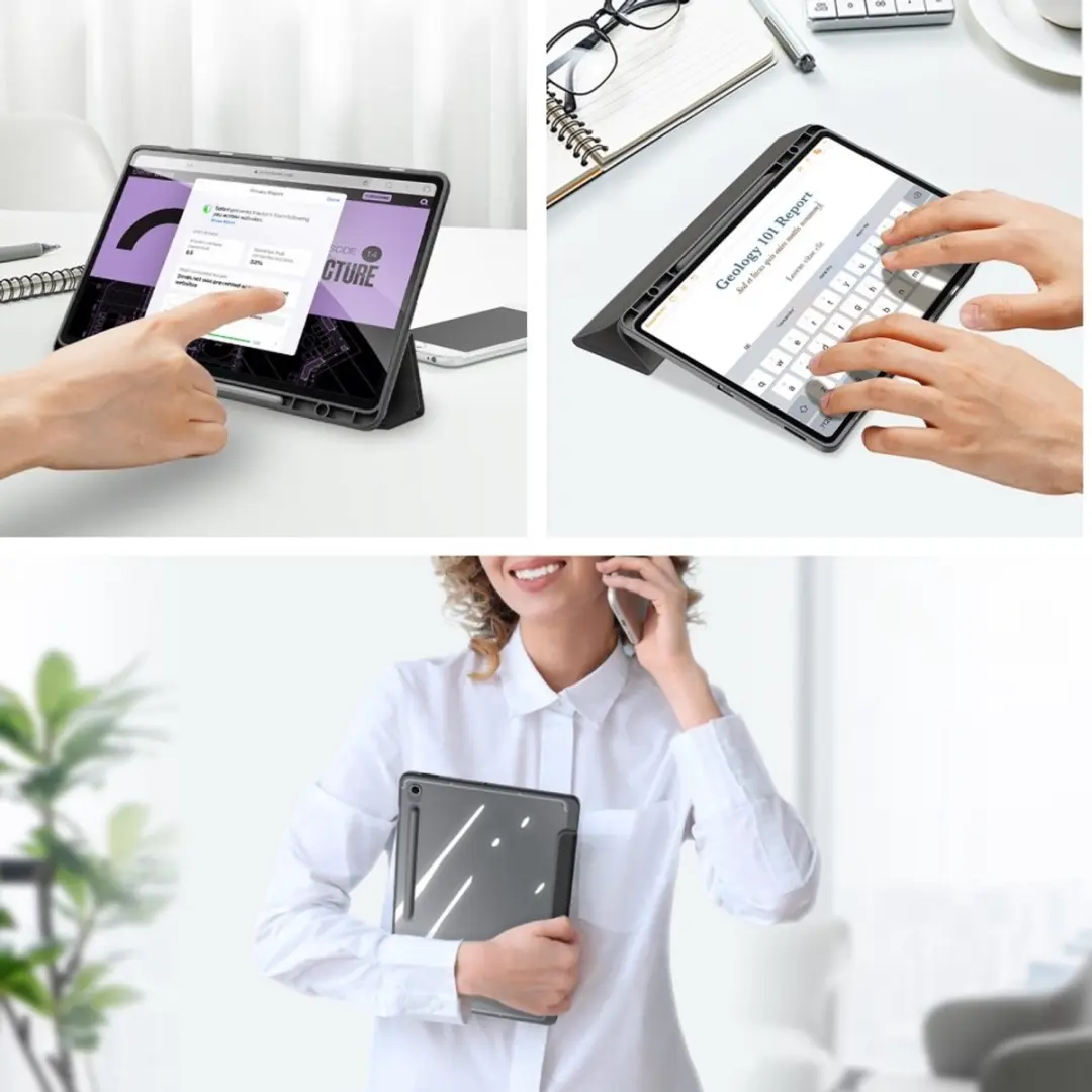 Dux Ducis Tablethoes Samsung Galaxy Tab S10 FE Plus - Toby Tri-Fold Book Case Zwart