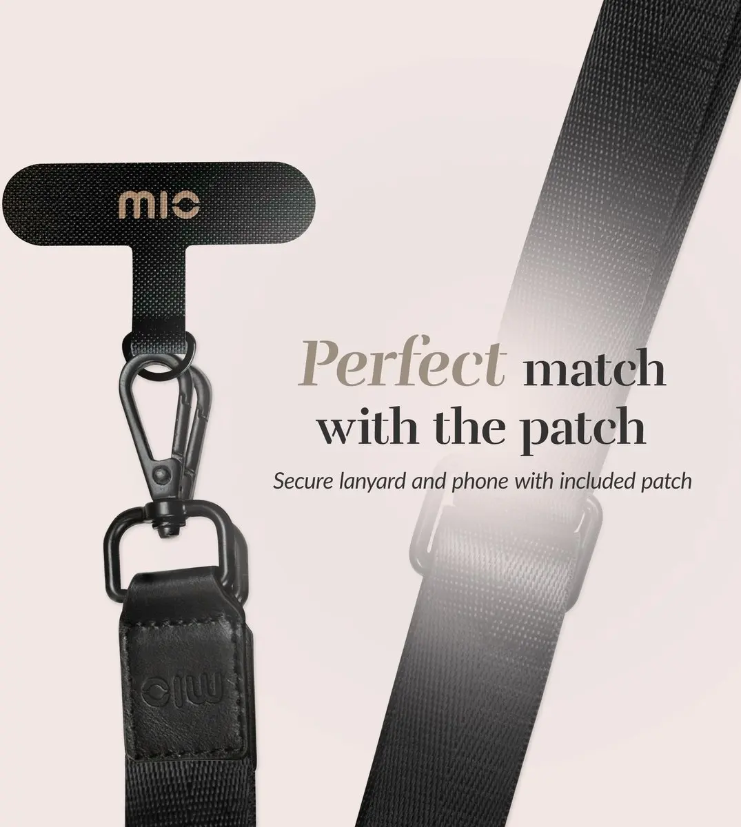 Mobilize Mio Nylon Universeel Telefoonkoord Verstelbaar - Zwart