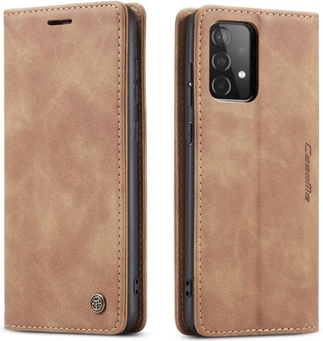 Caseme Slim Bookcase Hoesje Samsung Galaxy A72 - 3 Pasjes - Bruin Cognac