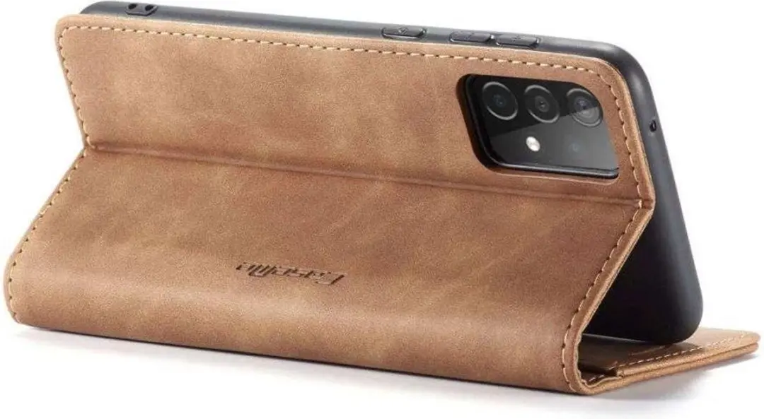 Caseme Slim Bookcase Hoesje Samsung Galaxy A72 - 3 Pasjes - Bruin Cognac