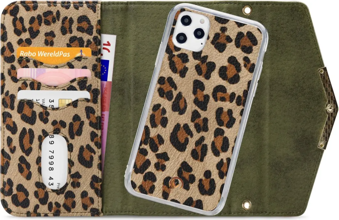 Mobilize iPhone 12 Pro Max Luipaard Groen Clutch Case - 4 Pasjes