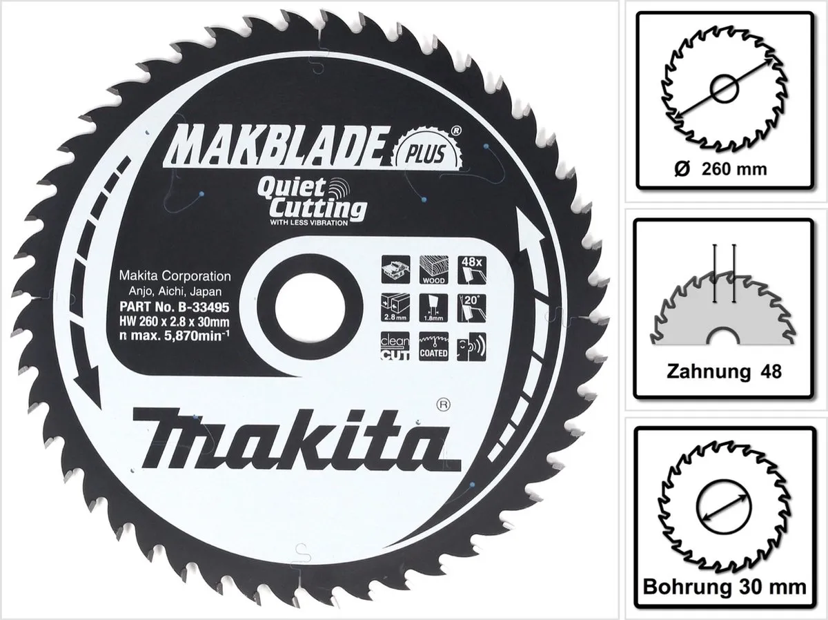 Makita B-33495 Tafelzaagblad Hout