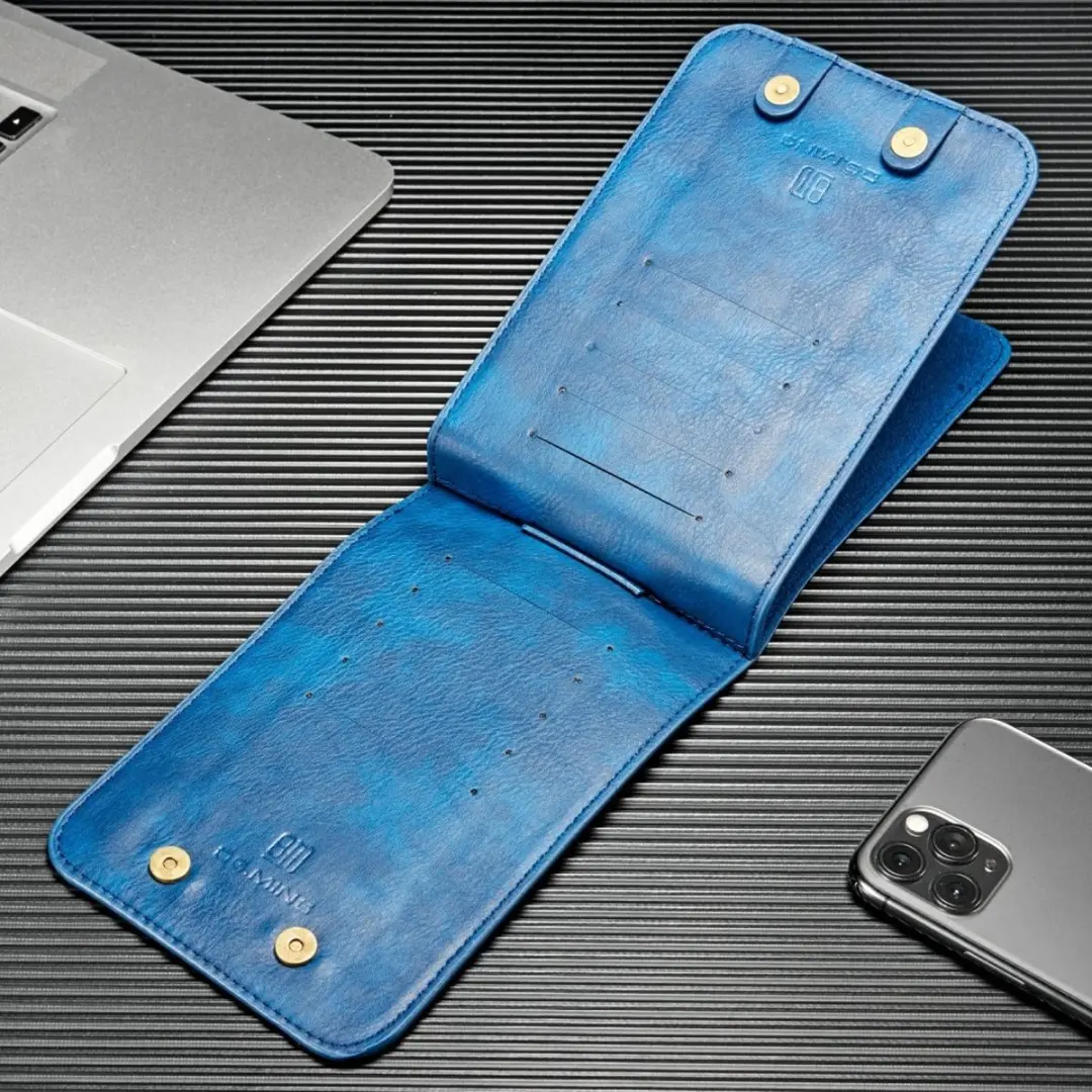 DG.MING Universele Smartphonehoes Blauw - 6,5-7 inch - 13 Pasjes