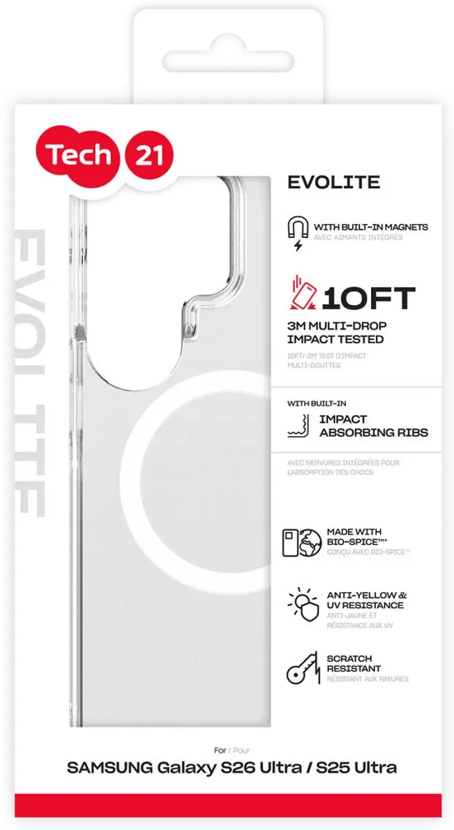 Tech21 EvoLite Magnet Clear Hoes Samsung Galaxy S25/S26 Ultra - T21-11562