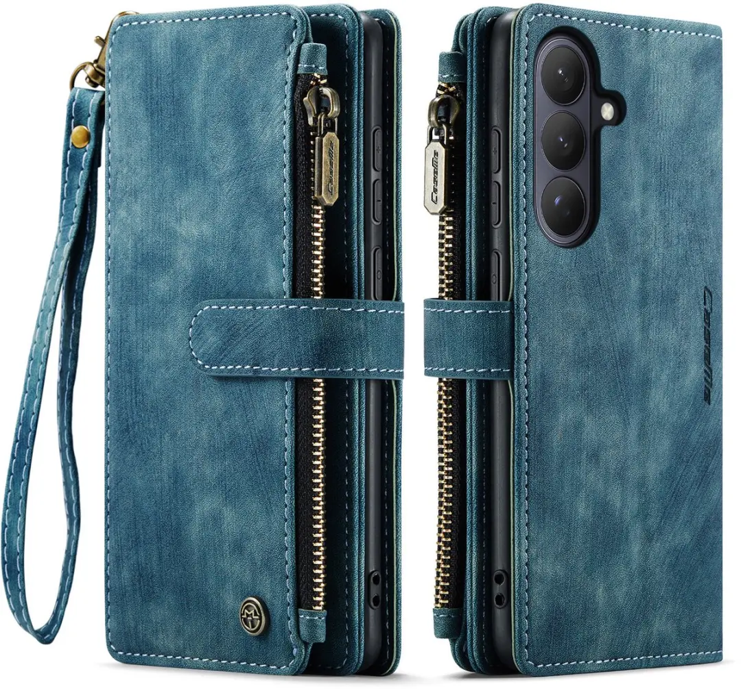 Caseme Samsung Galaxy S26 Plus PU Hoesje - Portemonnee - Blauw - 10 Pasjes