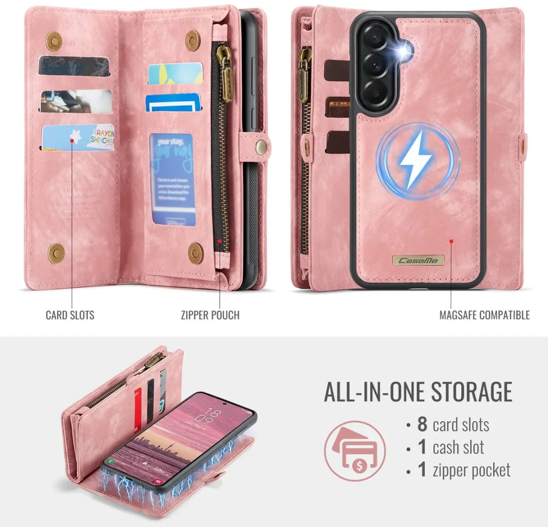 Caseme 008 Hoesje Samsung Galaxy A37 - Roze - 8 Pasjes