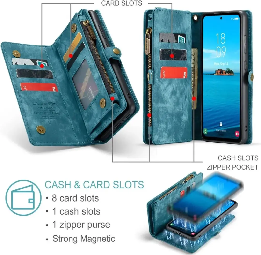 Caseme 008 Book Case Back Cover Samsung Galaxy A36 - Blauw - afbeelding 6 van 6