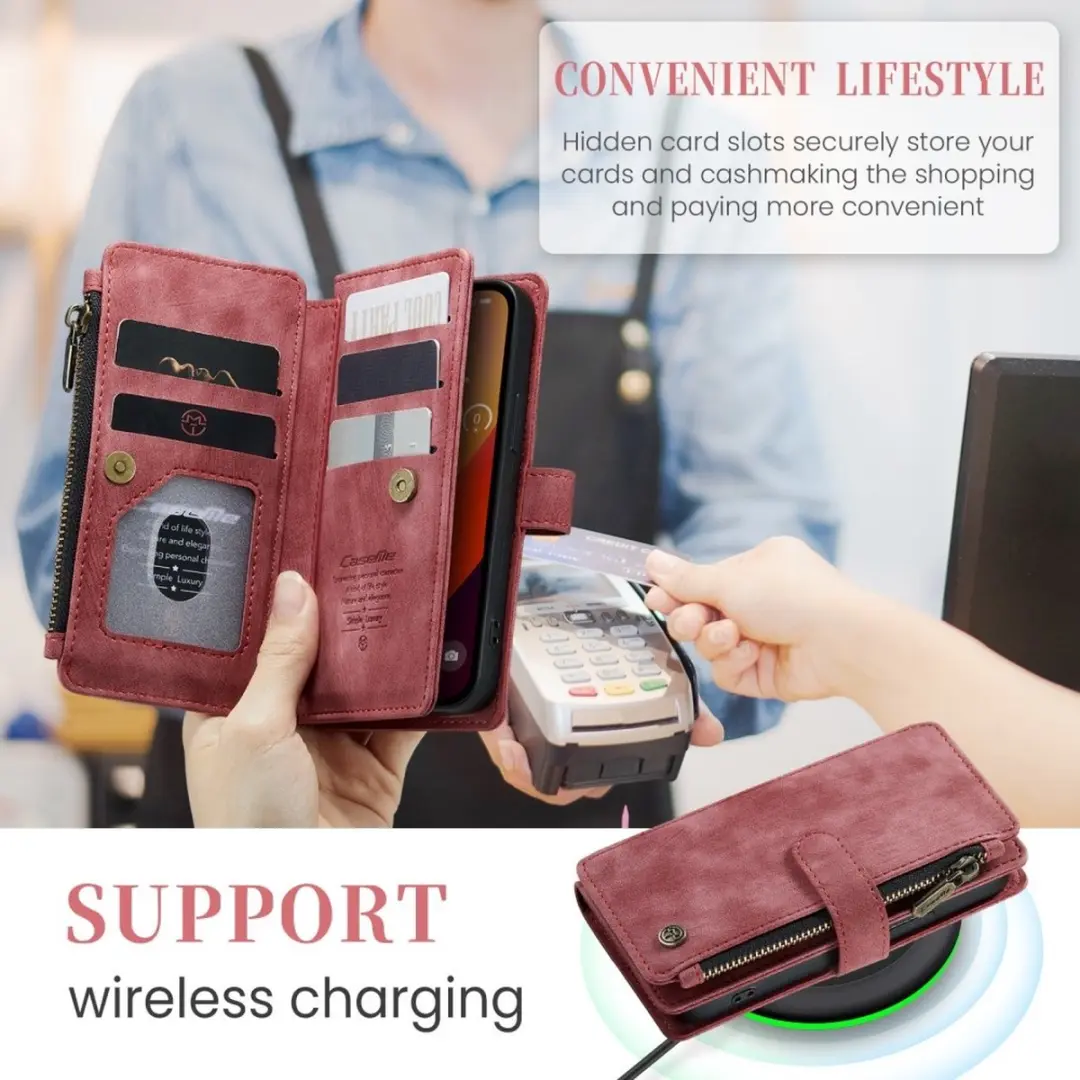 CaseMe C30 Book Case iPhone 16 Pro - Portemonnee - Rood