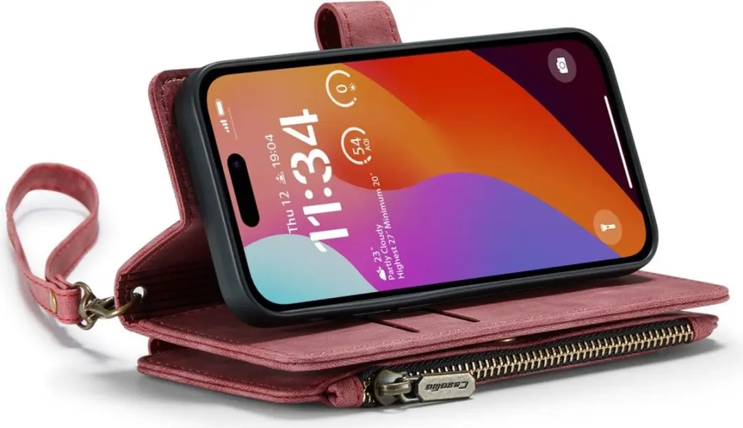CaseMe C30 Book Case iPhone 16 Pro - Portemonnee - Rood