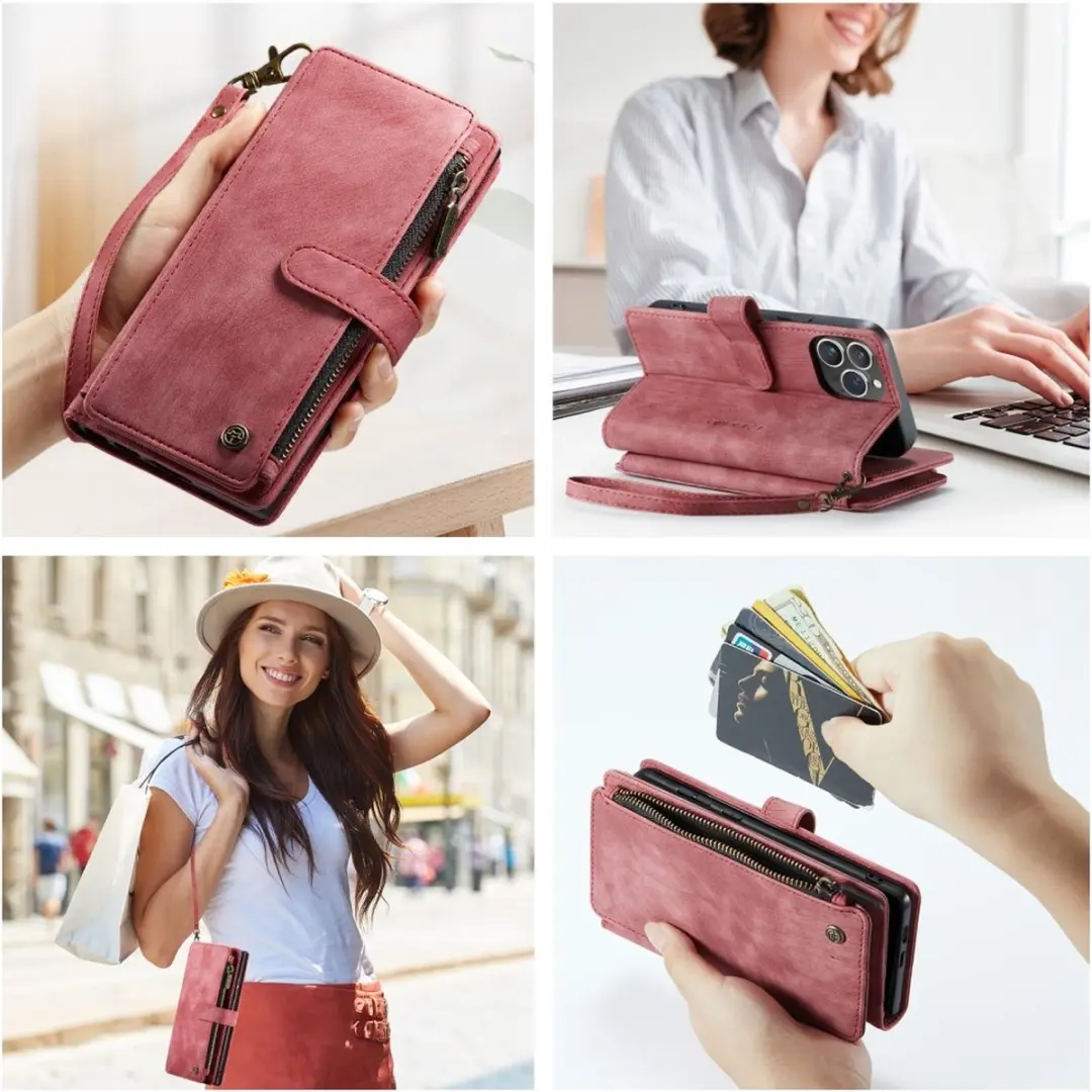 CaseMe C30 Book Case iPhone 16 Pro - Portemonnee - Rood