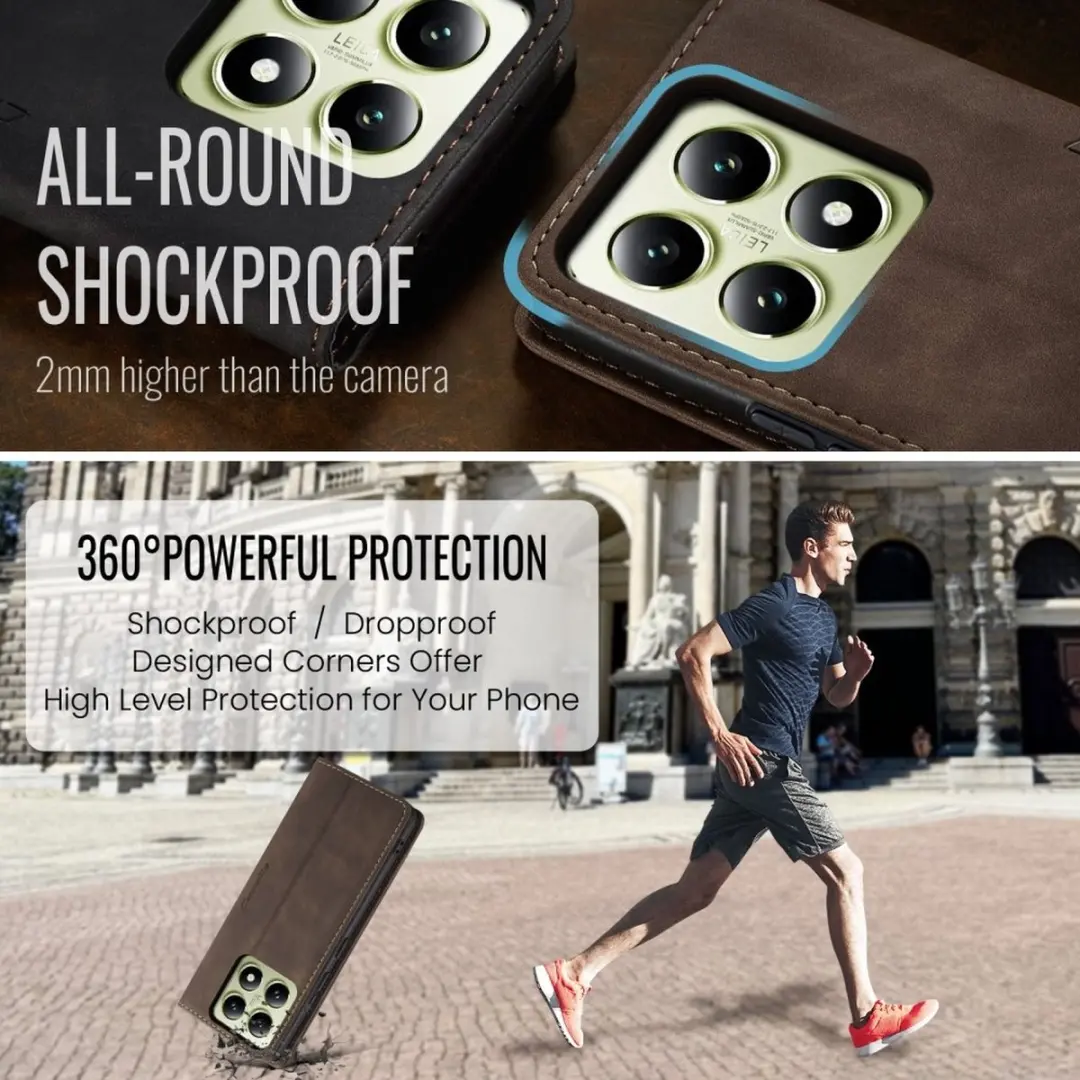Caseme 013 Book Case Hoesje Xiaomi 14T - Donkerbruin