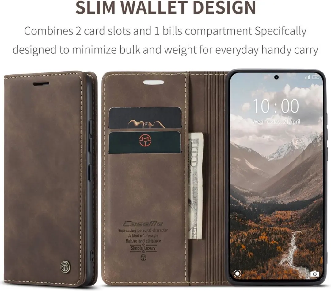 Caseme 013 Book Case Hoesje Xiaomi 14T - Donkerbruin