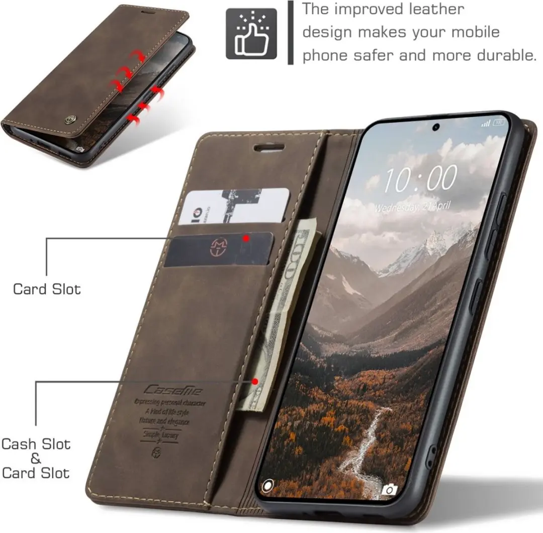Caseme 013 Book Case Hoesje Xiaomi 14T - Donkerbruin
