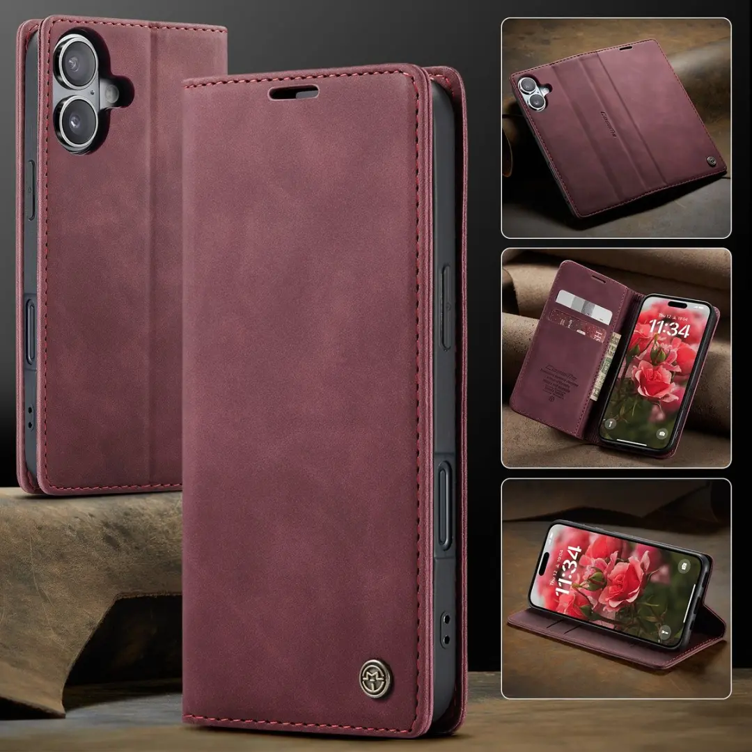 Caseme 013 Book Case iPhone 17 Hoesje - Bordeaux - afbeelding 6 van 6