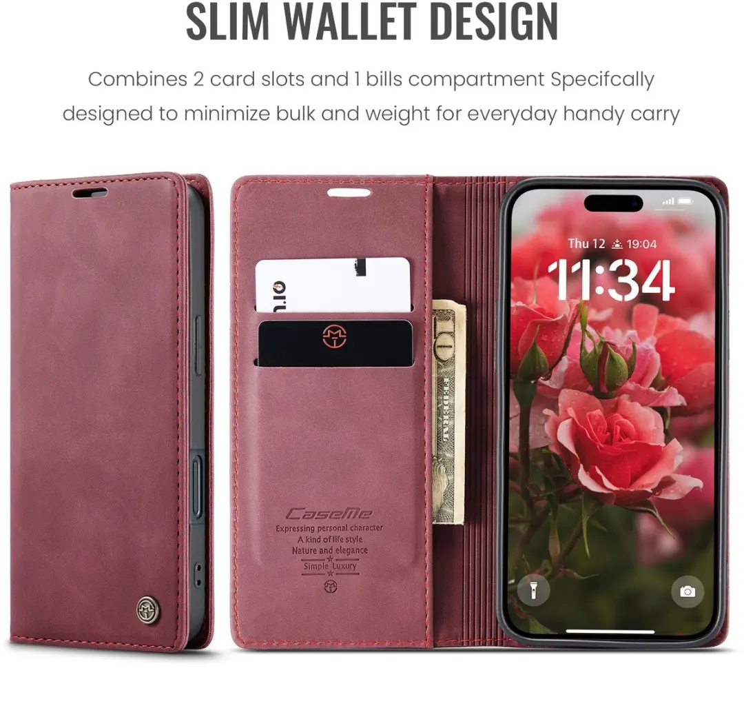 Caseme 013 Book Case iPhone 17 Hoesje - Bordeaux