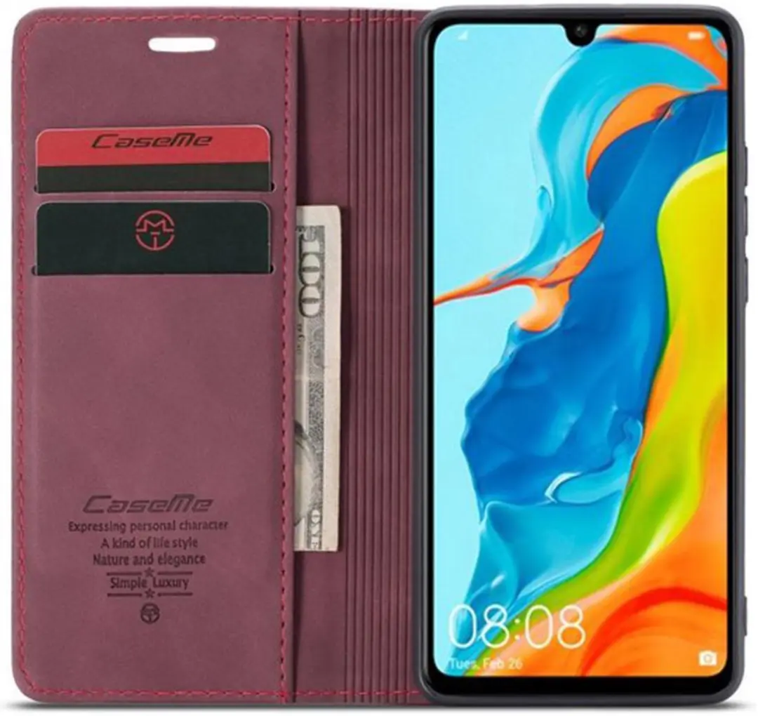 Caseme Book Case P30L87956403 Huawei P30 Lite Hoesje - 2 Pasjes - Bordeaux