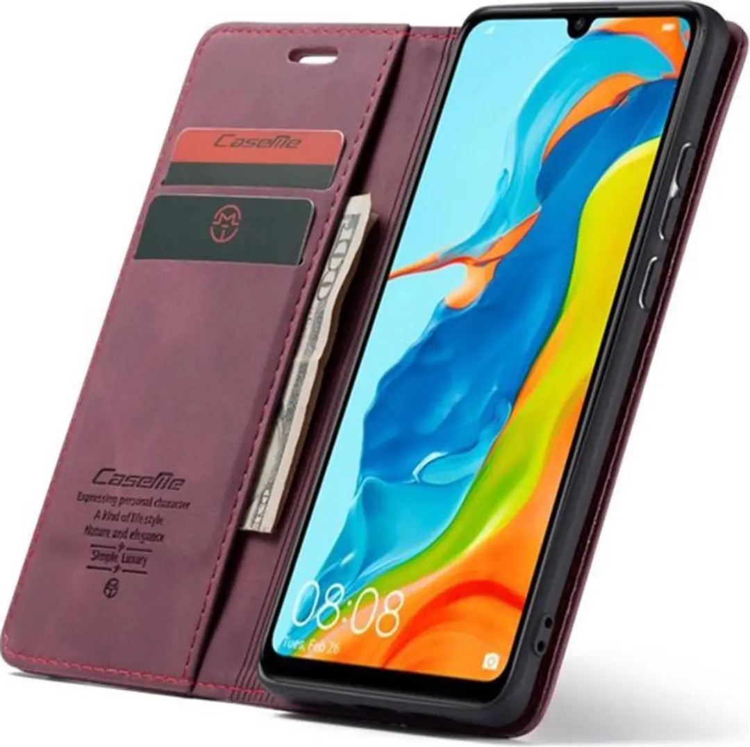 Caseme Book Case P30L87956403 Huawei P30 Lite Hoesje - 2 Pasjes - Bordeaux