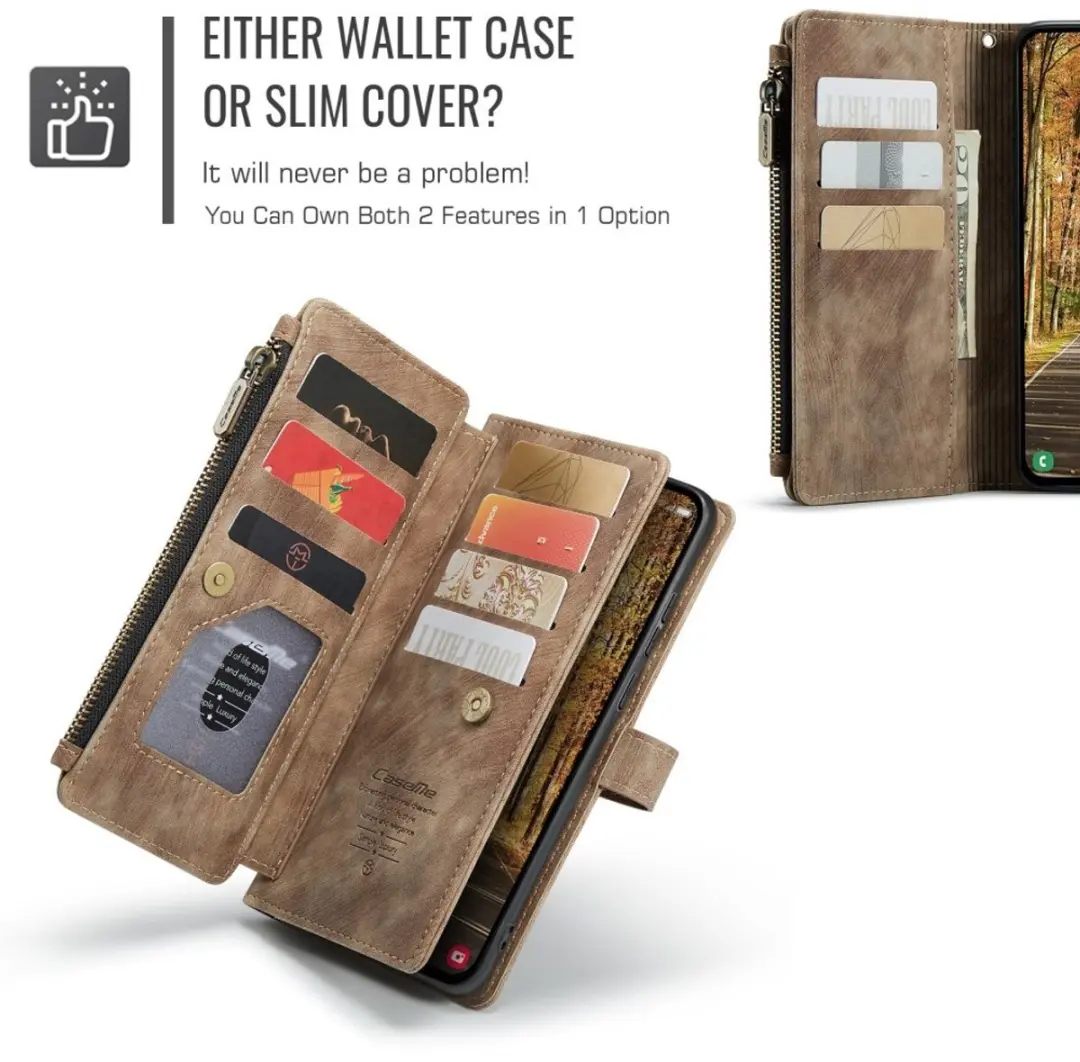 Caseme C30 Book Case Hoesje Samsung Galaxy S25 Edge - 10 Pasjes - Bruin