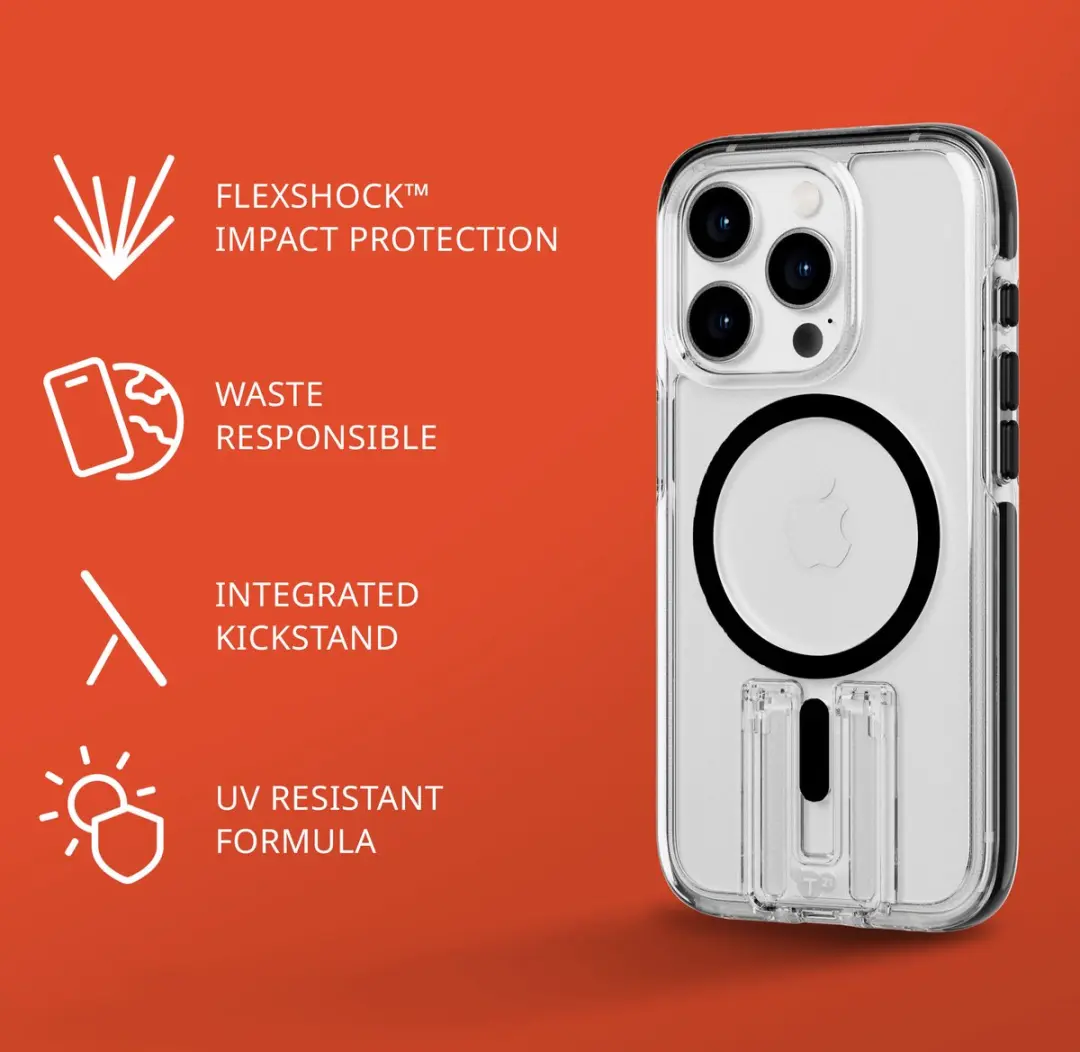 Tech21 Evo Crystal Kick iPhone 15 Pro Hoesje - Transparant/Zwart
