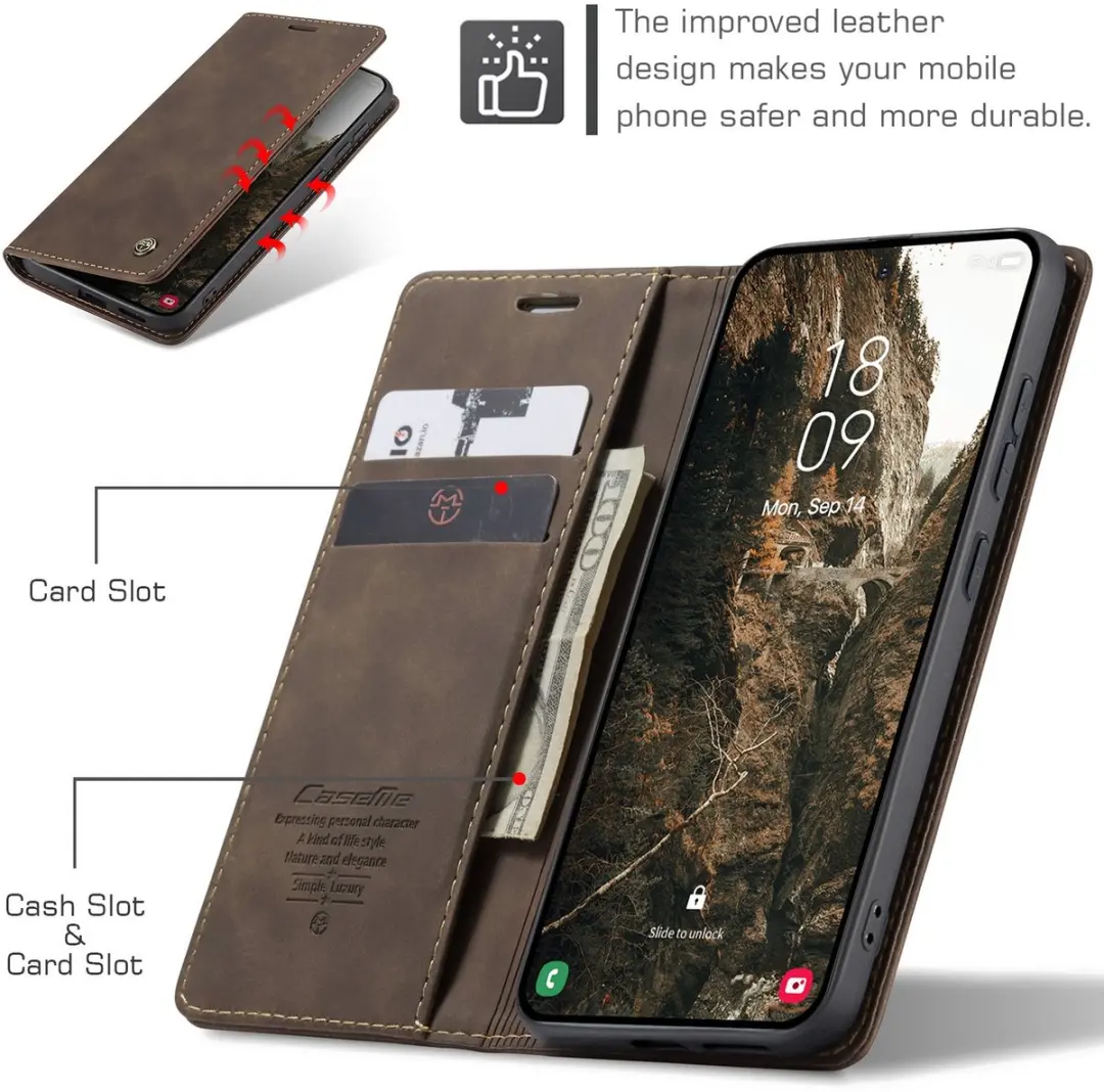 Caseme 013 Book Case Samsung Galaxy S26 Plus - Donkerbruin