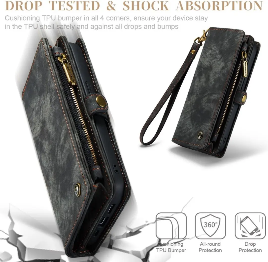 CaseMe 008 iPhone Hoesje - 2-in-1 Book Case & Portemonnee - Zwart
