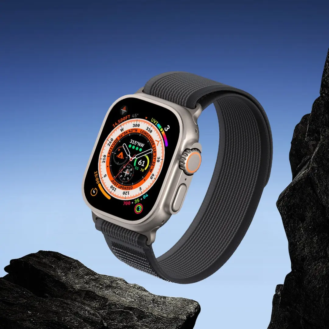 Dux Ducis Sport-Klittenband Apple Watch - 44/49mm - Zwart/Grijs