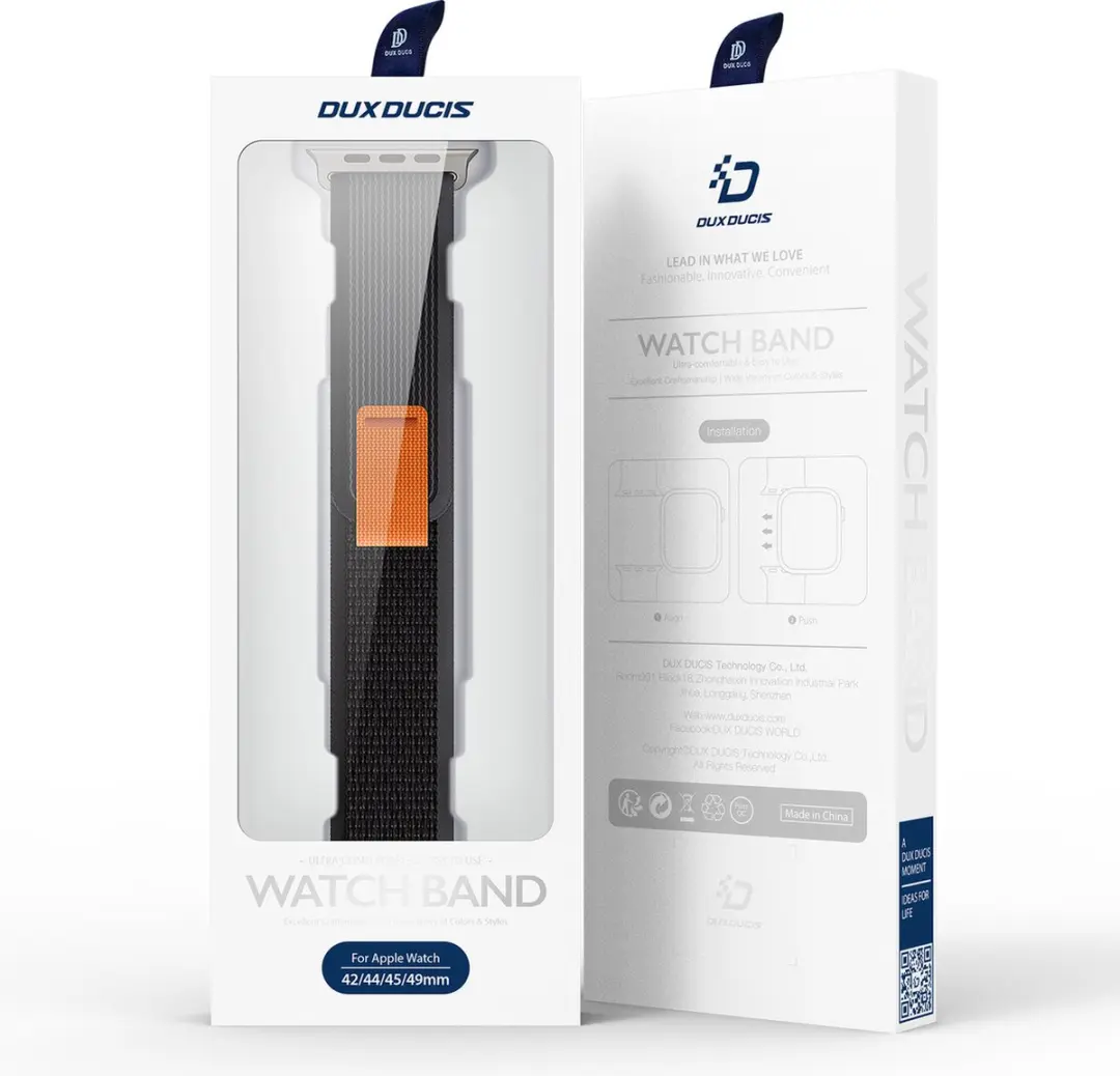 Dux Ducis Sport-Klittenband Apple Watch - 44/49mm - Zwart/Grijs