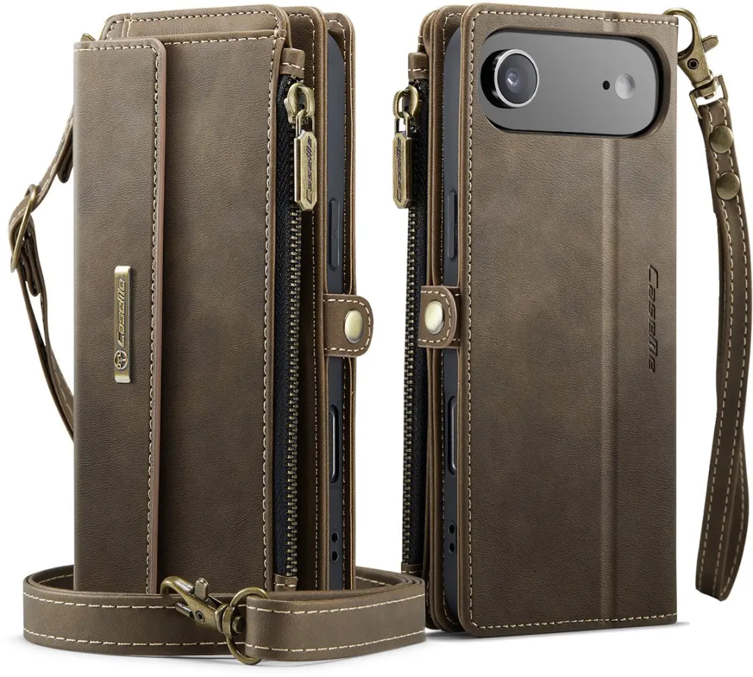 Caseme iPhone 17 Air Hoesje Portemonnee - 9 Pasjes - Bruin