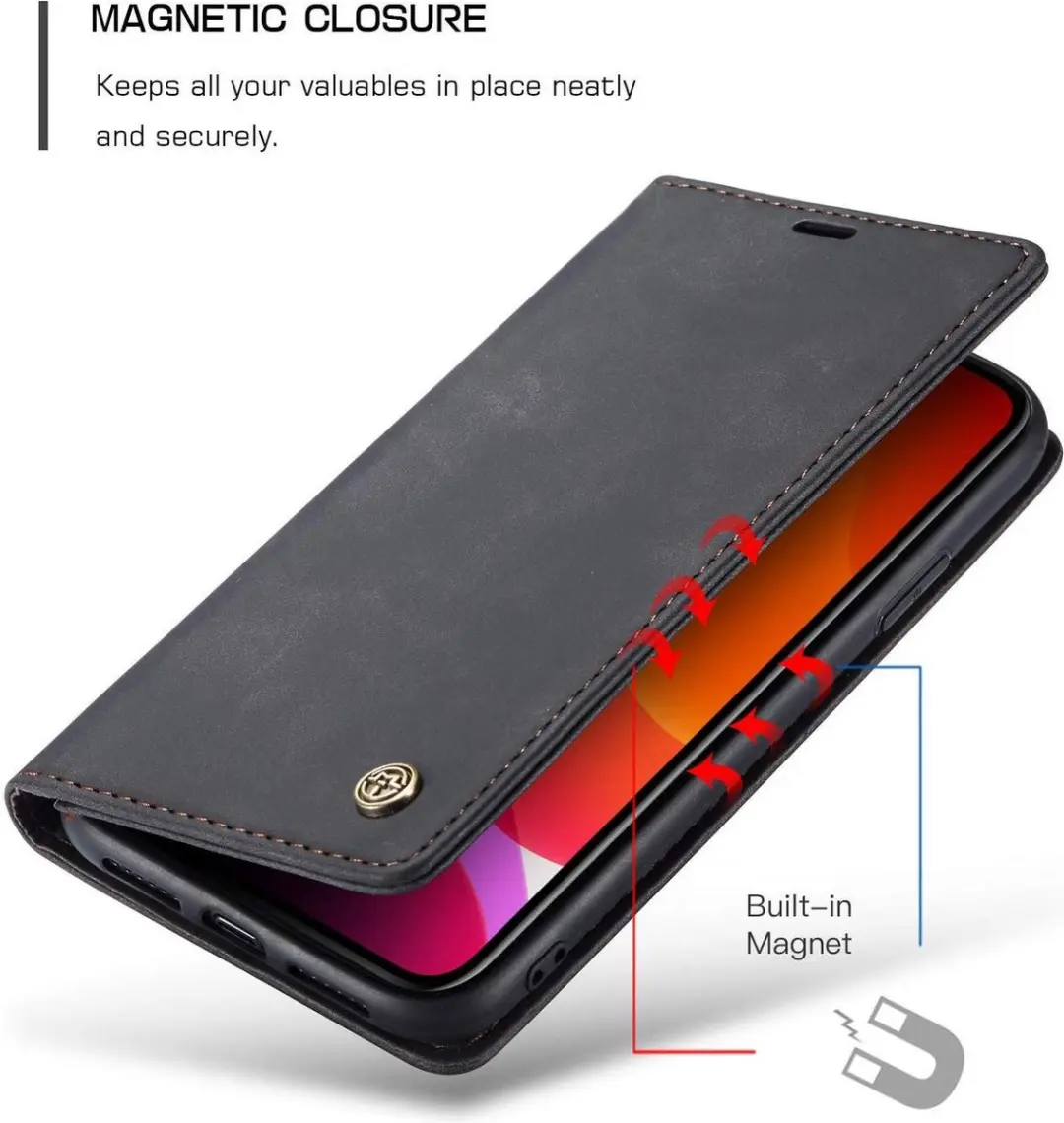 Caseme Bookcase iPhone 15 Plus - 2 Pasjes - Zwart