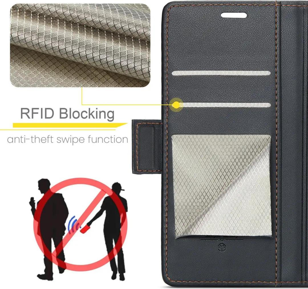 Caseme Wallet Case RFID Magneetsluiting Redmi Note 12 Pro 5G - Zwart