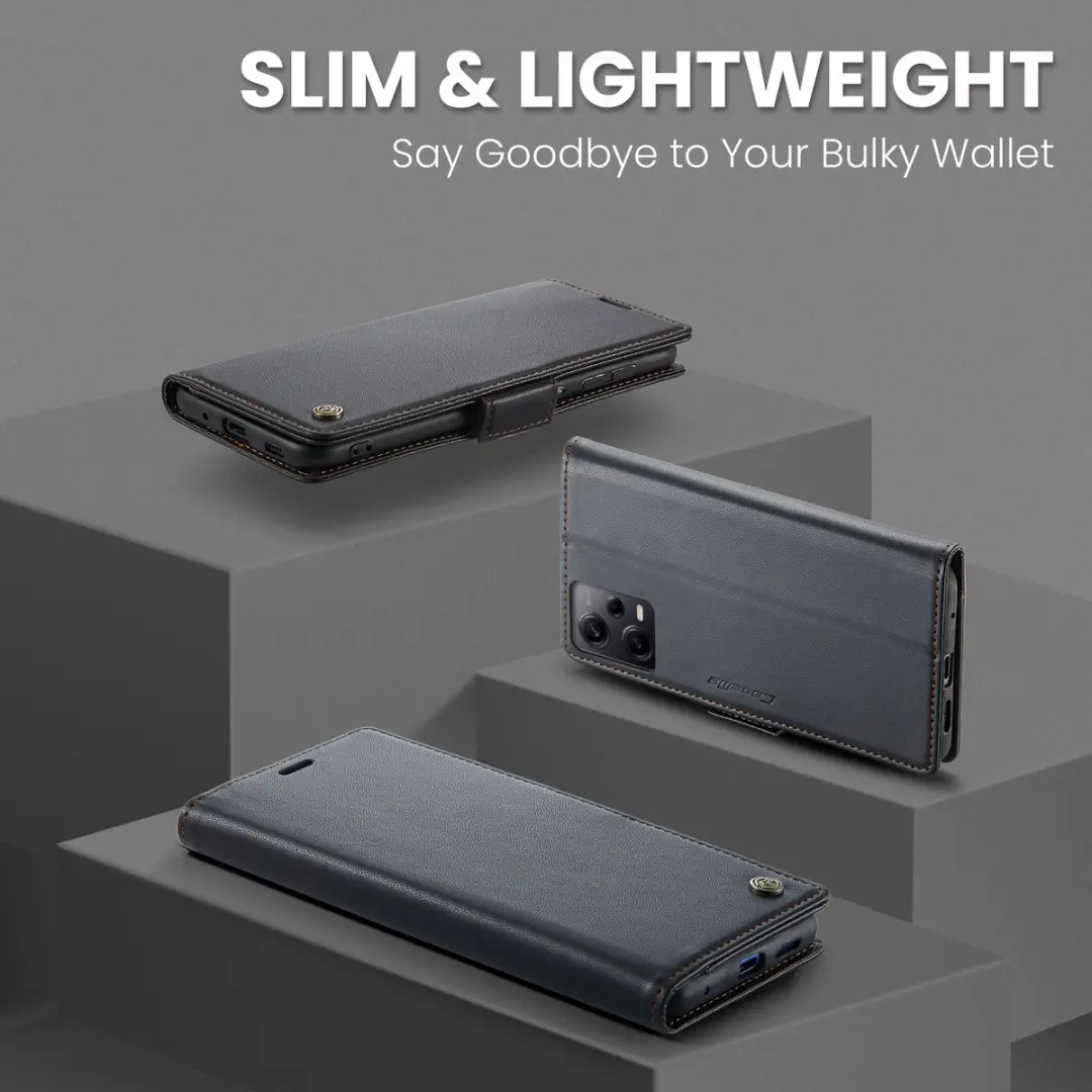Caseme Wallet Case RFID Magneetsluiting Redmi Note 12 Pro 5G - Zwart