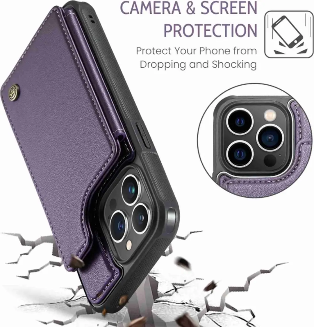 Caseme Portemonnee Backcover iPhone 16 Pro - Anti-RFID - 4 Pasjes - Paars