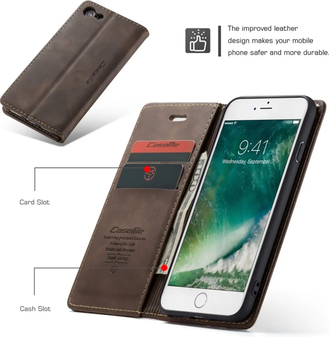 Caseme CSM-30004 iPhone Hoesje - Donkerbruin