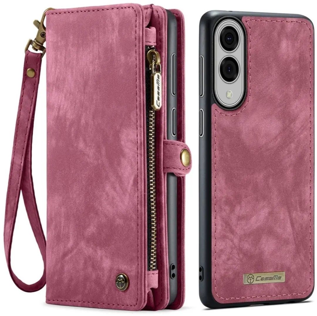 Caseme Samsung Galaxy S25 Edge Hoes - Vintage 2-in-1 Portemonnee Rood