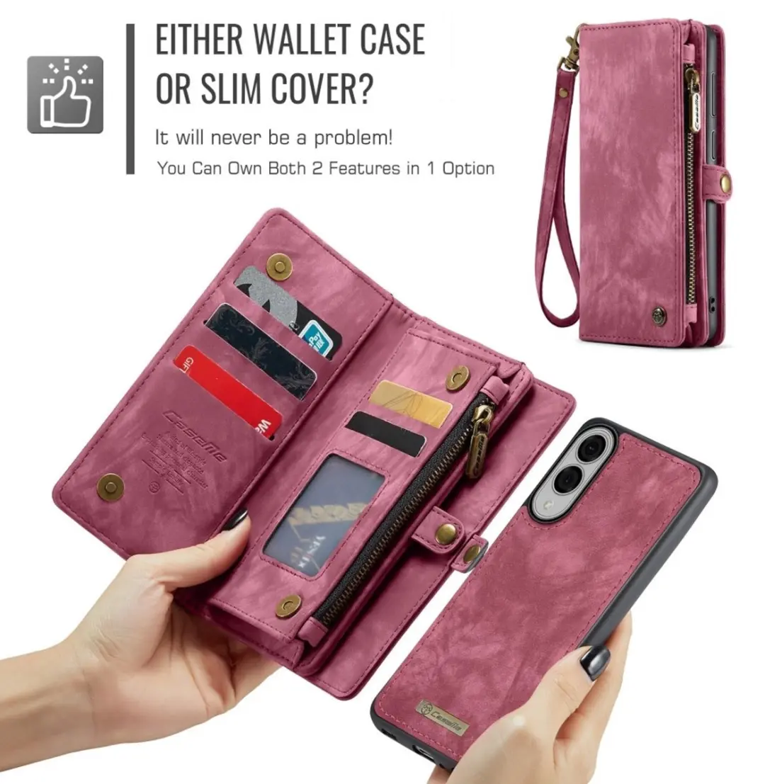 Caseme Samsung Galaxy S25 Edge Hoes - Vintage 2-in-1 Portemonnee Rood