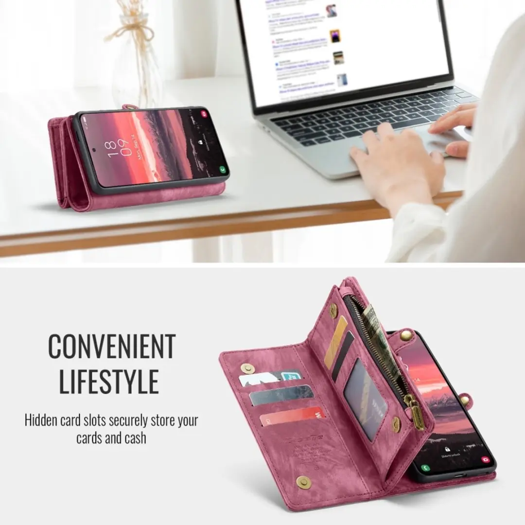 Caseme Samsung Galaxy S25 Edge Hoes - Vintage 2-in-1 Portemonnee Rood