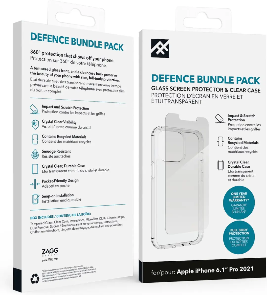 ZAGG Defence Bundle iPhone 13 Pro - Back Cover + Schermbeschermer
