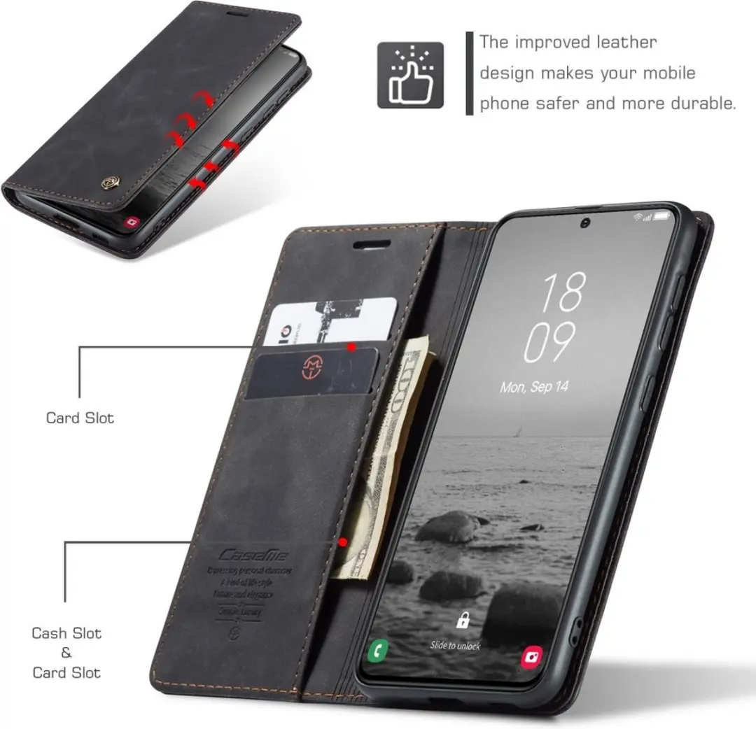Caseme 013 Book Case Hoesje Samsung Galaxy S24 Plus - Zwart
