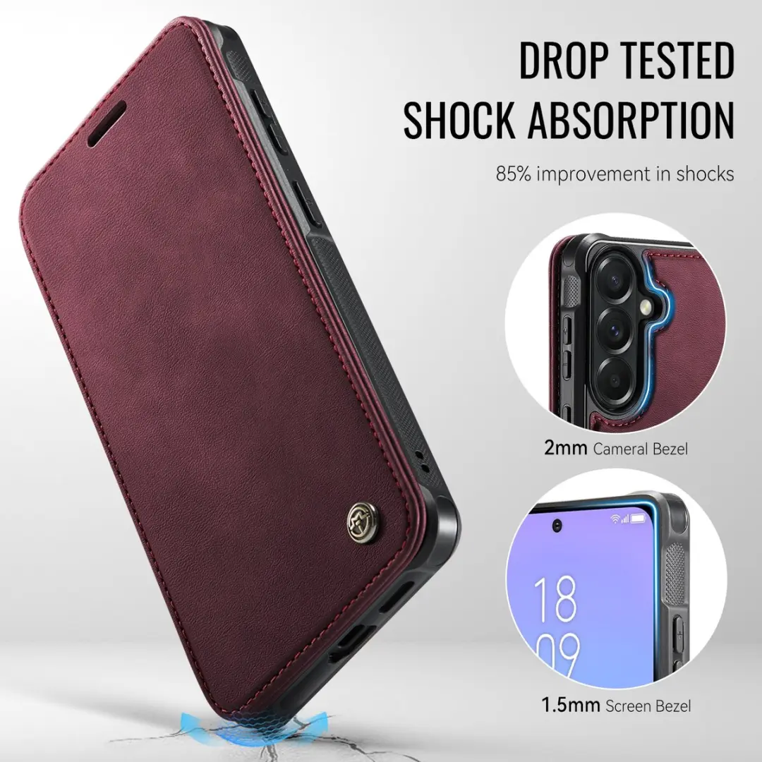 Caseme Hoesje Samsung Galaxy A56 - MagSafe Rood - 3 Pasjes