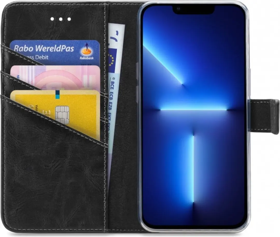 My Style MSFWLT1291 Telefoonhoesje iPhone 13 Pro - 3 Pasjeshouder - Zwart
