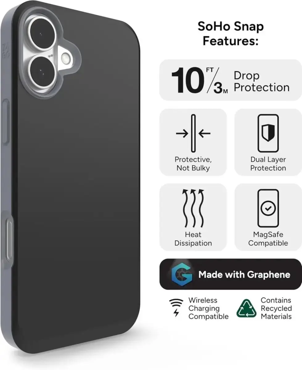 ZAGG SoHo Snap Mag iPhone 16 Plus Hoesje - 702315223 - Zwart