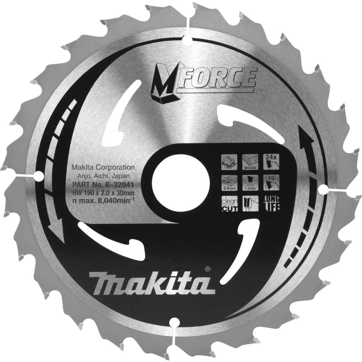Makita Mforce Cirkelzaagblad B-32041 190mm - 24T - afbeelding 6 van 6