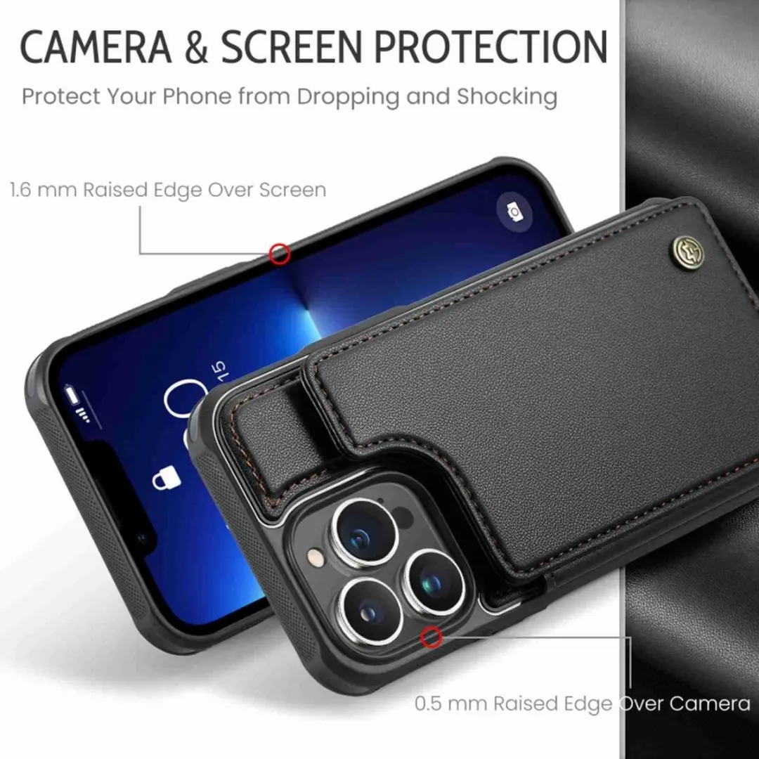 Caseme Portemonnee Backcover iPhone 16 Pro - Anti-RFID - 4 Pasjes - Zwart
