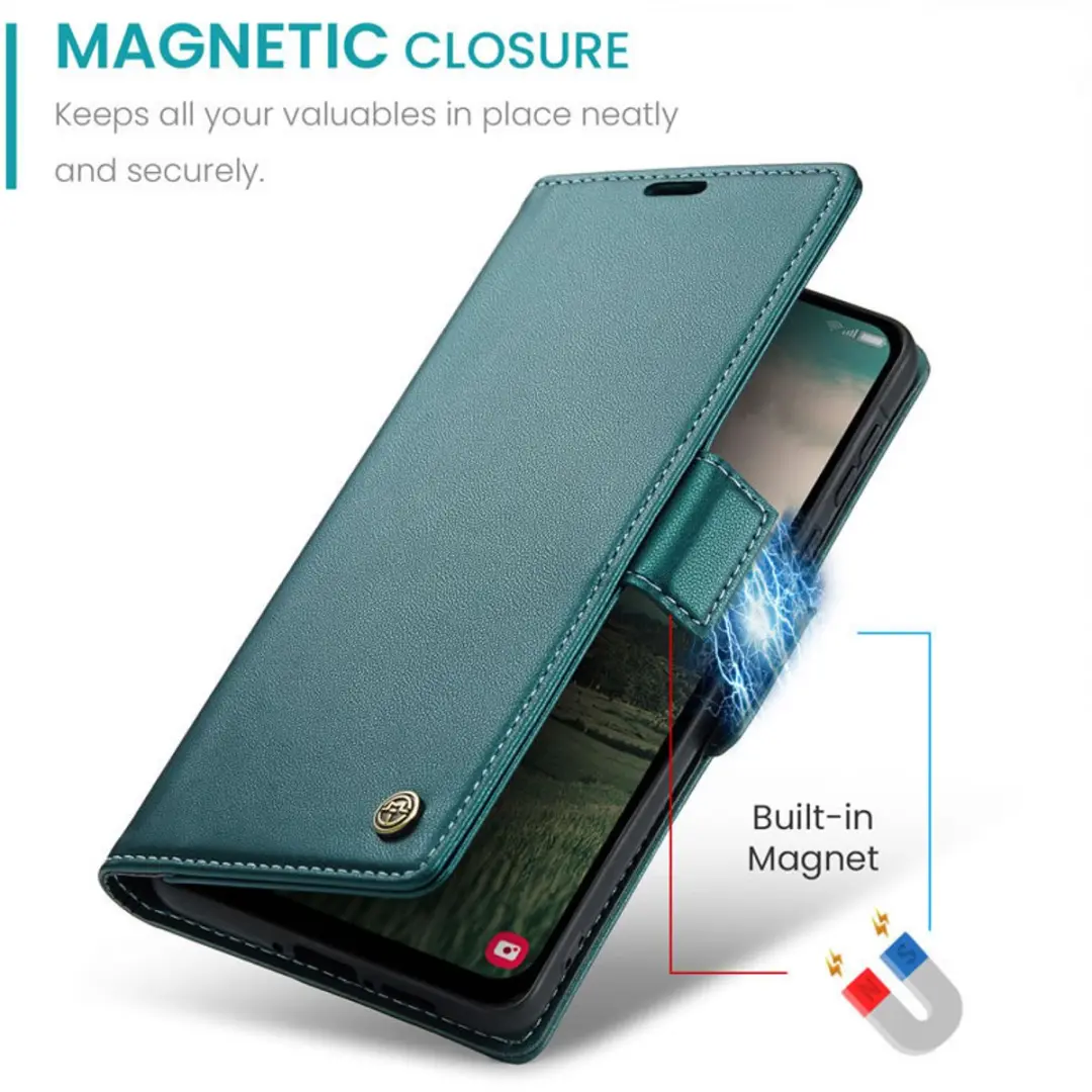 Caseme Wallet Case Groen voor Samsung Galaxy A36 5G - RFID & Magneetsluiting