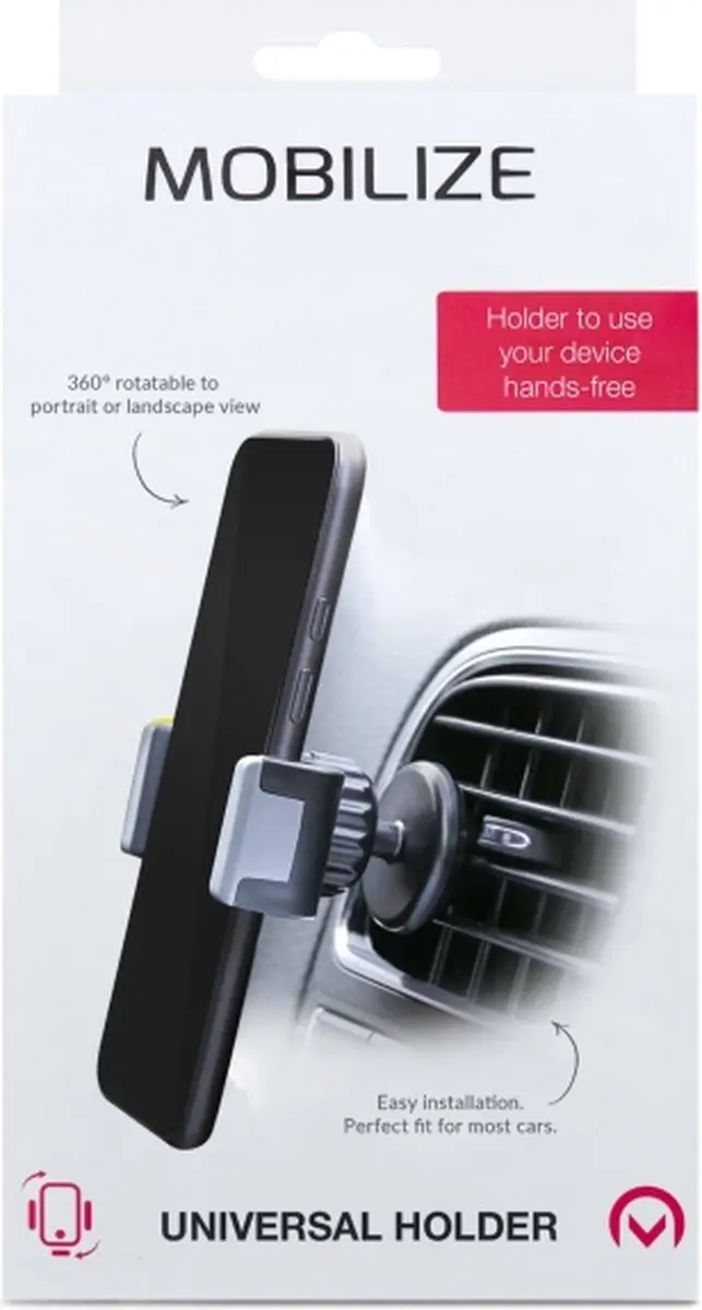 Mobilize MOB-21888 Smartphonehouder Inbouwluchtrooster - Zwart