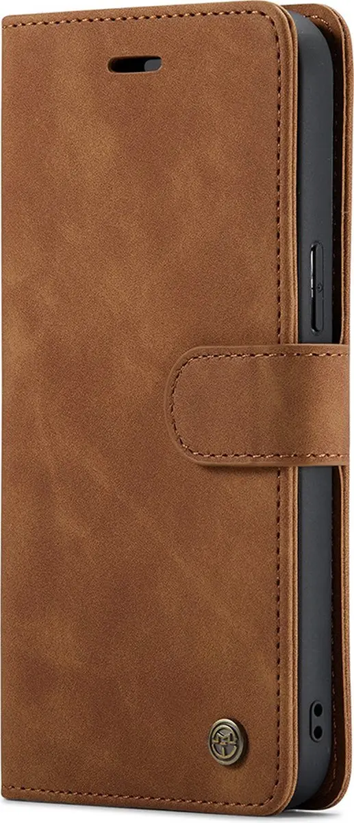 Caseme iPhone 15 Bookcase Hoesje - Effen Cognac - 4 Pasjes