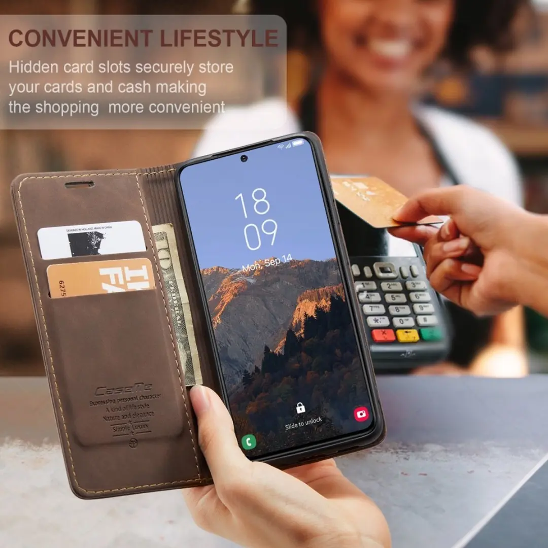 Caseme 013 Book Case Hoesje Samsung Galaxy S24 Plus - Donkerbruin
